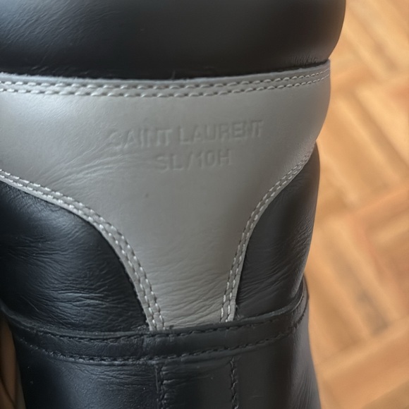 Saint Laurent Black and Gray High-Top Sneakers - Picture 13 of 14